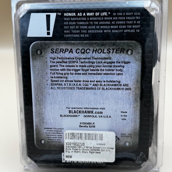 BLACKHAWK Serpa CQC Concealment Right Hand Holster Baretta 92 96 - Picture 8 of 9